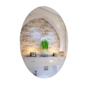 SDF Unbreakable Plastic Sheet for Bathroom,Drawing Room,Office and Home Decoration New Oval Shape Wall Sticker Mirror (Non-Glass) 30 * 20