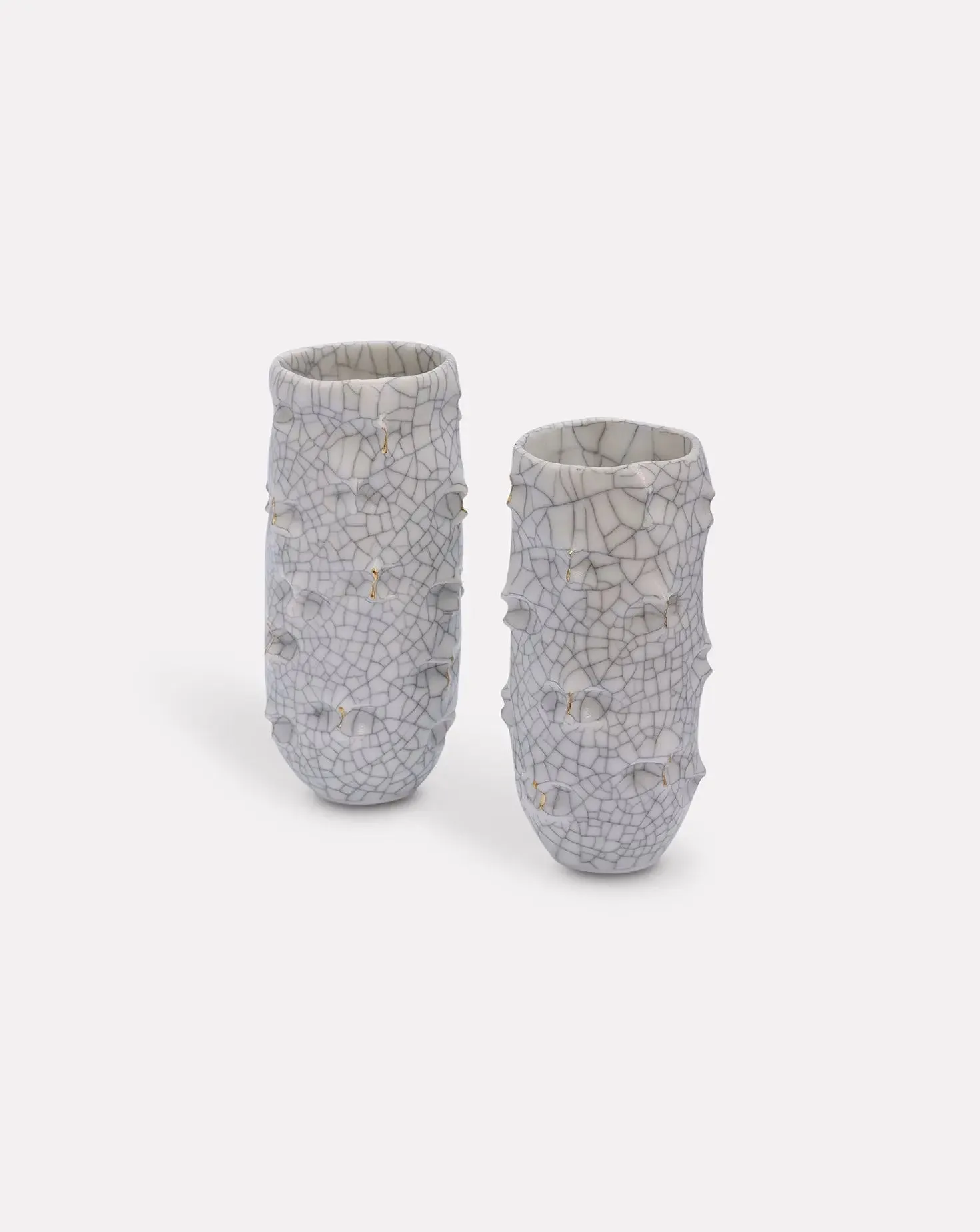 Set of 2 Crackle Pinch Vase