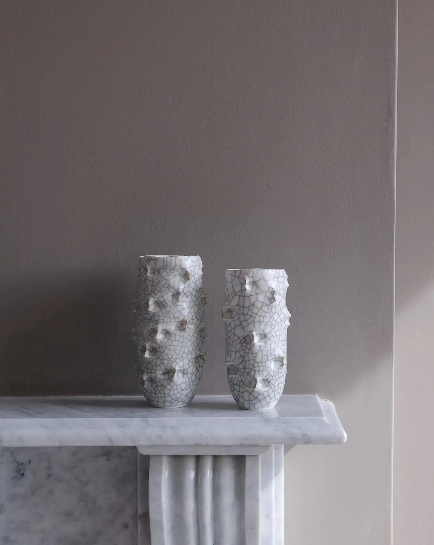 Set of 2 Crackle Pinch Vase