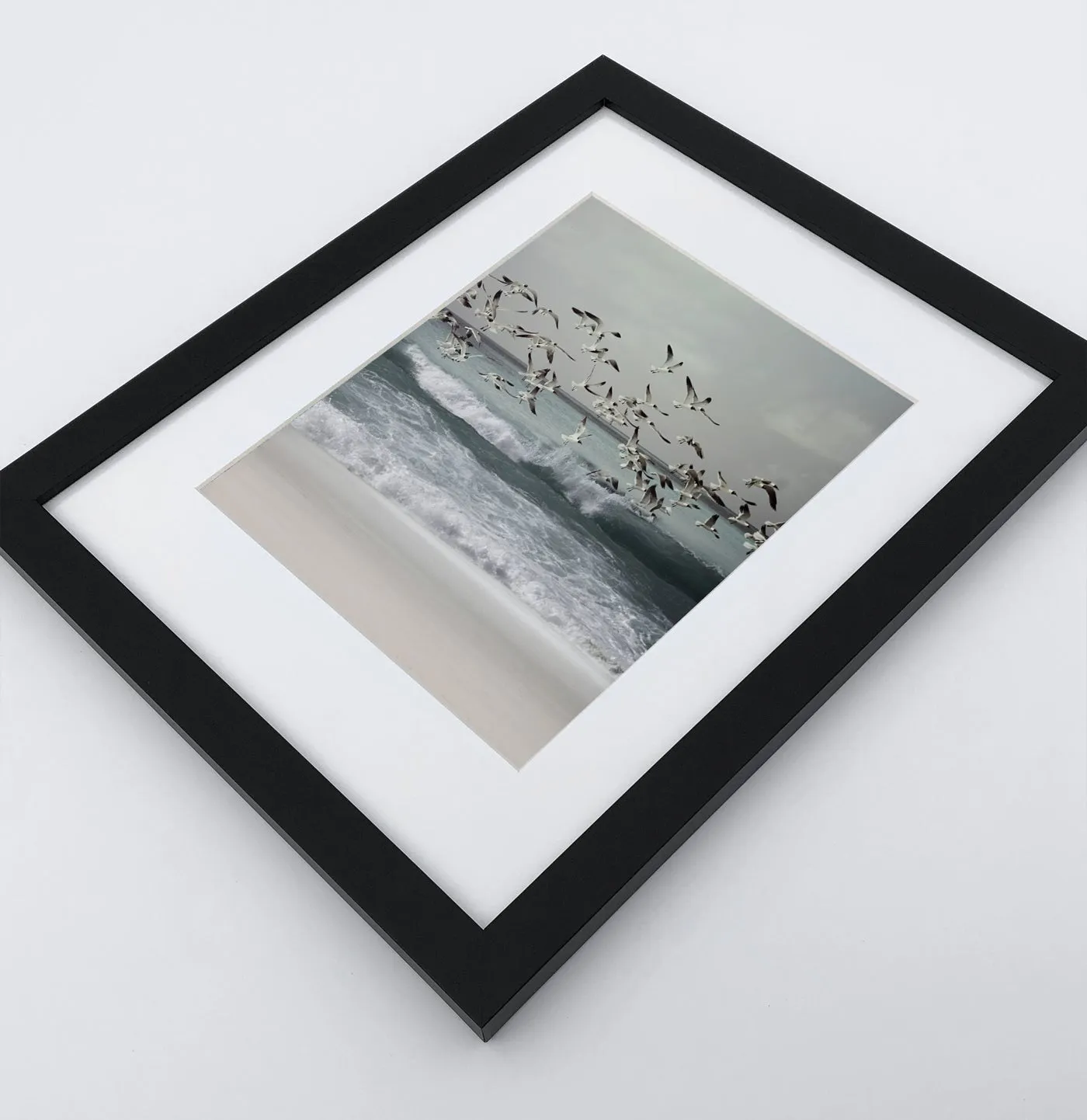 Stormy Ocean With Cliffs, Pelican and Seaguls. Set of 3 Framed Posters