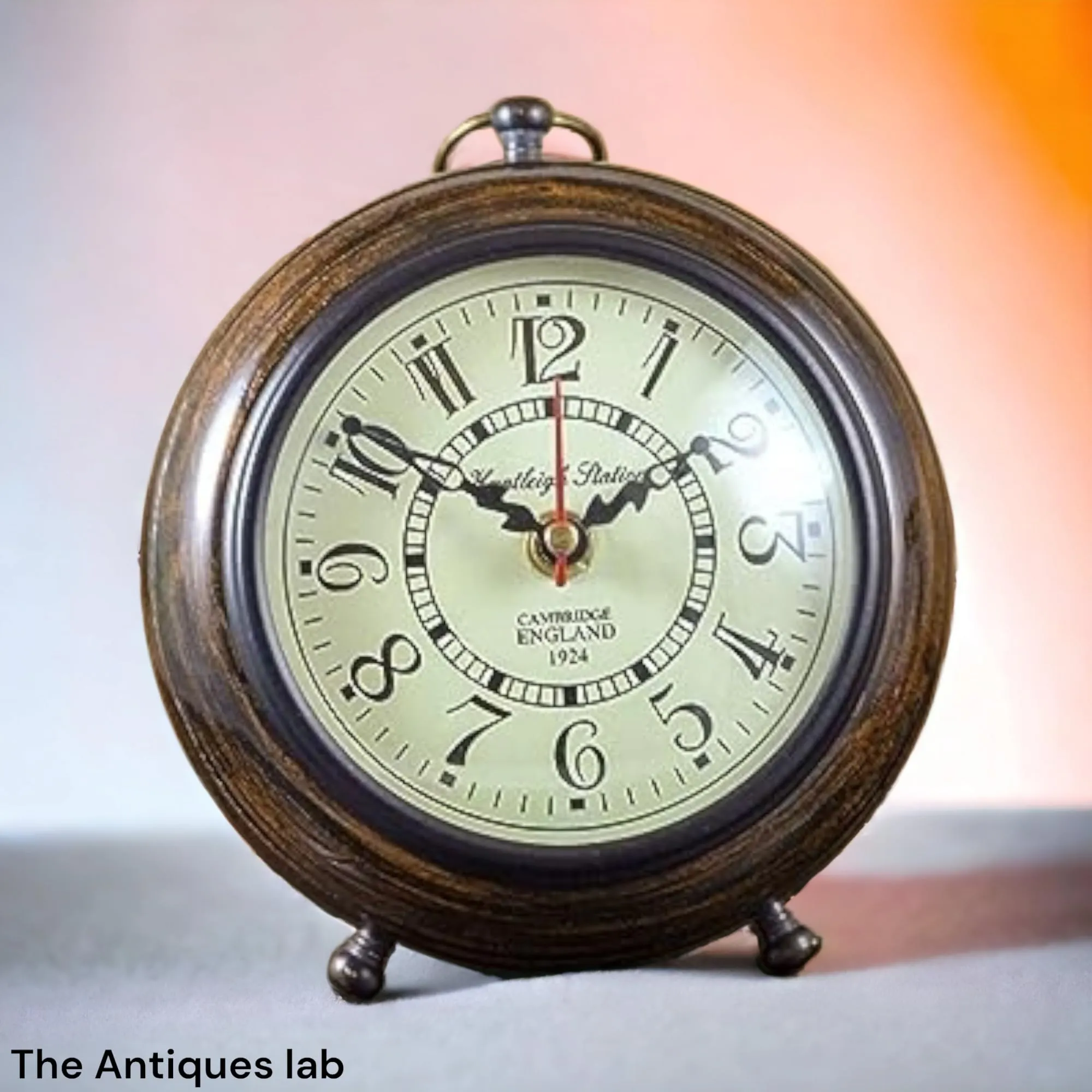 The Antique's Lab Handcrafted Wooden Table Clock - Perfect for Home Decor, Office Desk, Study Table - Elegant Showpiece, Decorative Accent, and Thoughtful Gift Idea 6 inch