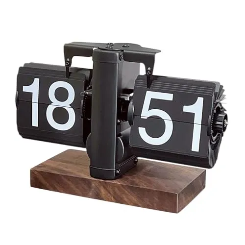 THE STYLE SUTRA® Flip Desk Clock Digital Automatic Page Turning Clock for Bedroom Office All Black 24h