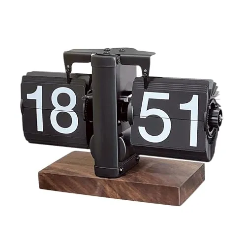 THE STYLE SUTRA® Flip Desk Clock Digital Automatic Page Turning Clock for Bedroom Office All Black 24h