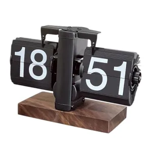 THE STYLE SUTRA® Flip Desk Clock Digital Automatic Page Turning Clock for Bedroom Office All Black 24h