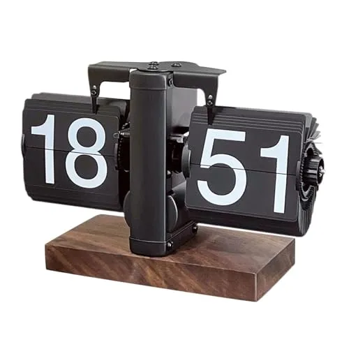 THE STYLE SUTRA® Flip Desk Clock Digital Automatic Page Turning Clock for Bedroom Office All Black 24h