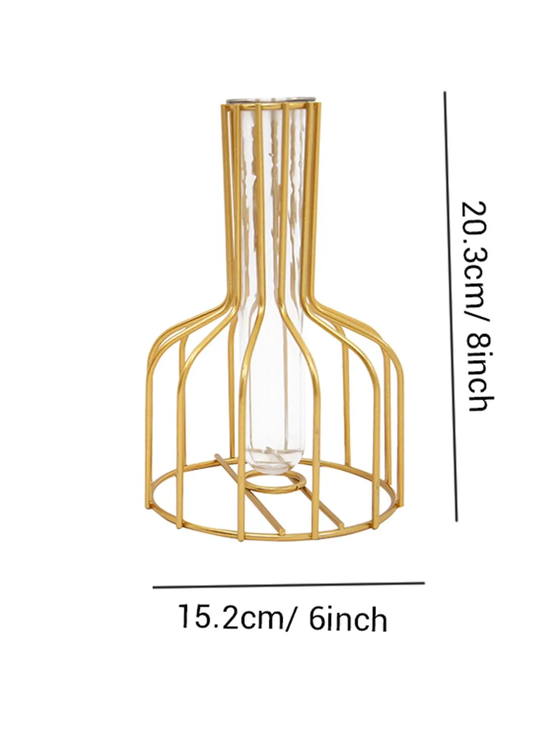 TIED RIBBONS Propagation Station with Metal holder Glass Test Tube Flower Pot Vase for Home Decor Office Living Room Bedroom Dinning Table Gift Decoration Items (Gold, 20.3 cm x 15.2 cm)