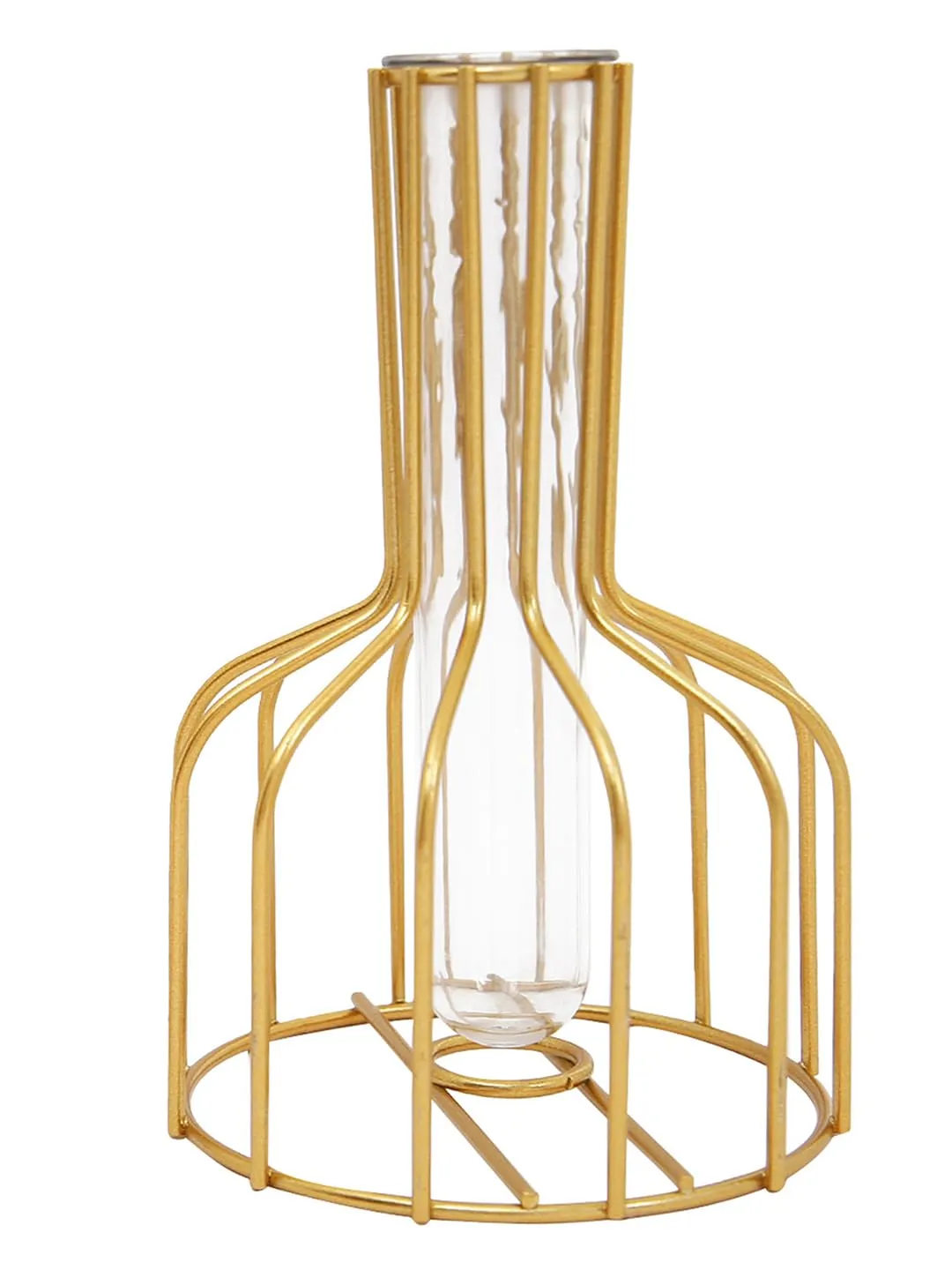 TIED RIBBONS Propagation Station with Metal holder Glass Test Tube Flower Pot Vase for Home Decor Office Living Room Bedroom Dinning Table Gift Decoration Items (Gold, 20.3 cm x 15.2 cm)