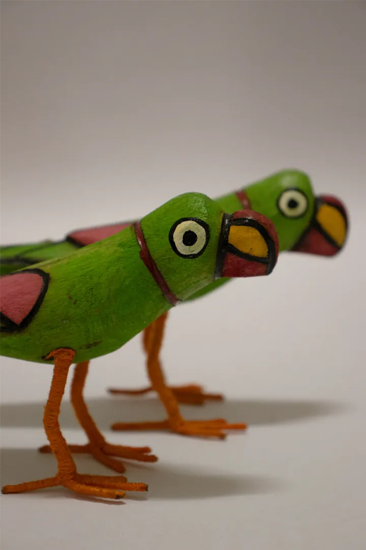 Tota Handmade Wooden Birds Set Of 2 Green