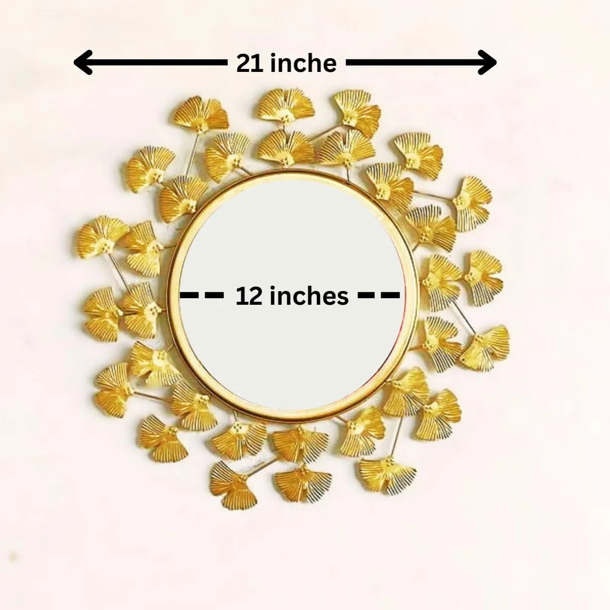 Urban Craft Gold Leaf Round Wall Mirror, Decorative Framed Design, Bathroom or Living Room Accent Mirror (21X21 Inches)
