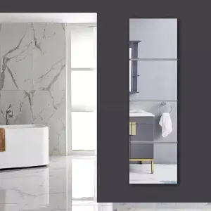 WallDaddy 4 Big Square Silver Mirror for Wall Stickers Large Size (15x15) Cm Acrylic Mirror Wall Decor Sticker for Bathroom | Bedroom | Living Room Decoration Items (H-4VeryBigSquareSilver)
