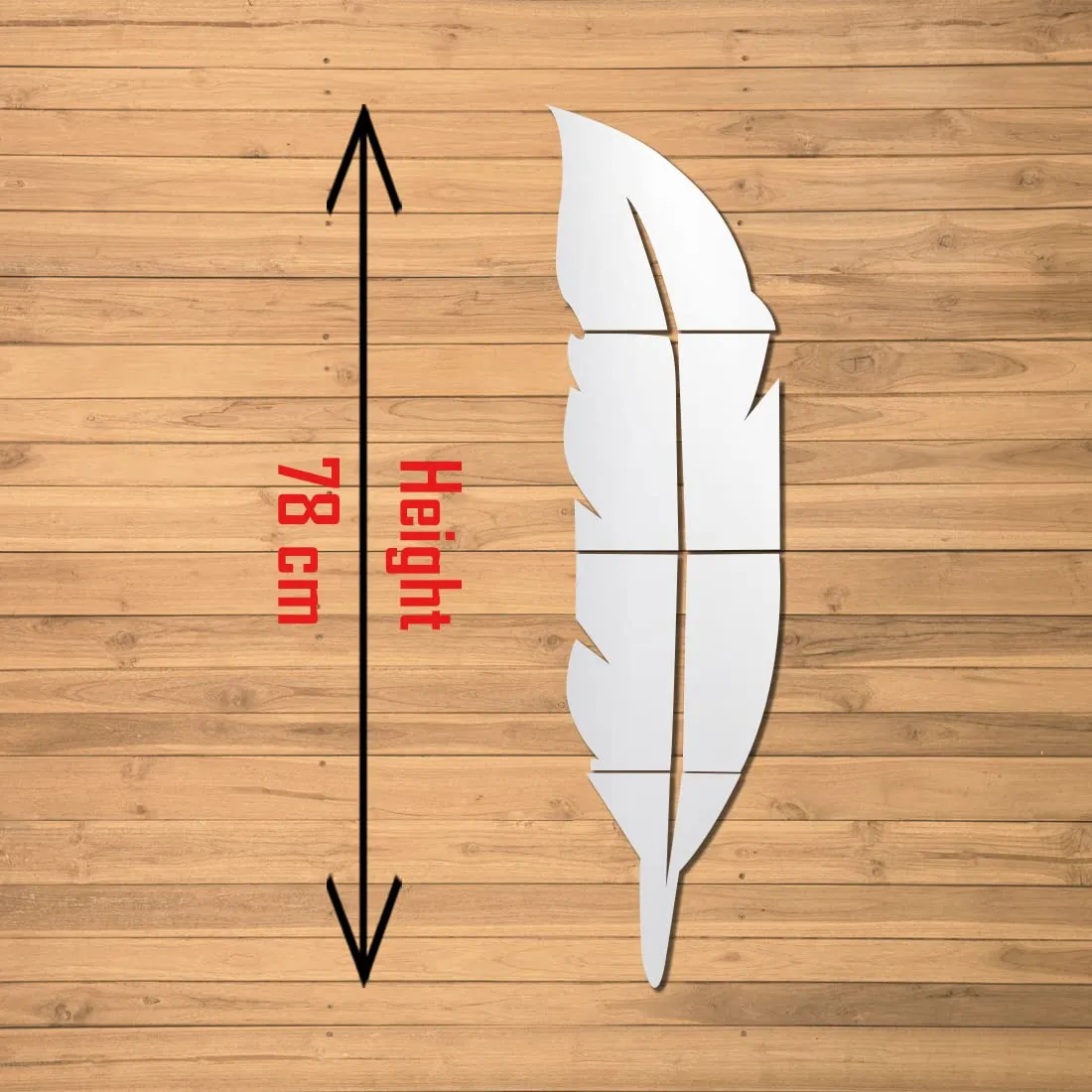 WallDaddy - Modern Plume Feather Style Acrylic Mirror Wall Stickers Home Decoration Home Decor 3D Feather Mirror Surface Wall Sticker (PlumeFeatherSilver)