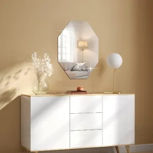 WallDaddy - Plastic Octagon Mirror for Wall Decorative Mirror Sticker (30x20) Cm Mirror for Wash Basin Flexible Mirror Sheets for Wall Acrylic Mirror for Bathroom Pack of- 1 (Octagon Mirror)