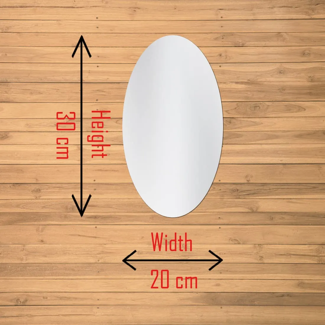 WallDaddy - Self Adhesive Plastic Oval Mirror for Wall Stickers (30x20) Cm Frameless Flexible Mirror for Bathroom | Bedroom | Living Room (St-OvalMirror) Wall Sticker Mirror Non-Glass