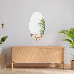WallDaddy - Self Adhesive Plastic Oval Mirror for Wall Stickers (30x20) Inch Frameless Flexible Mirror for Bathroom | Bedroom | Living Room (L-OvalMirror) Mirror Wall Decor