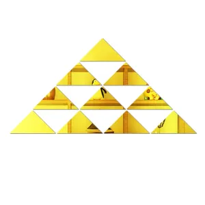 WallWear Mirror Sticker for Home Decoration | Mirror Finish Wall Stickers | Pack of 10 (Big Triangle Gold) -Self Adhesive Acrylic Sticker, Mirror Stickers for Home & Festivals Decoration