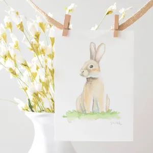 Watercolor Print Brown Rabbit