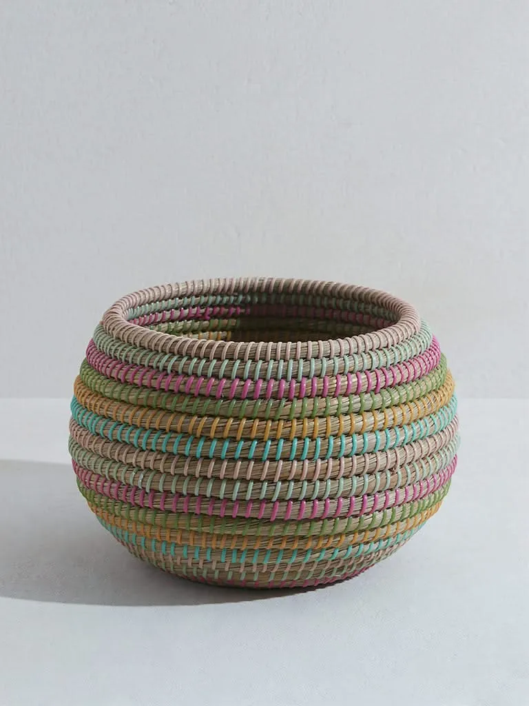 Westside Home Multicolor Straw Planter-Small