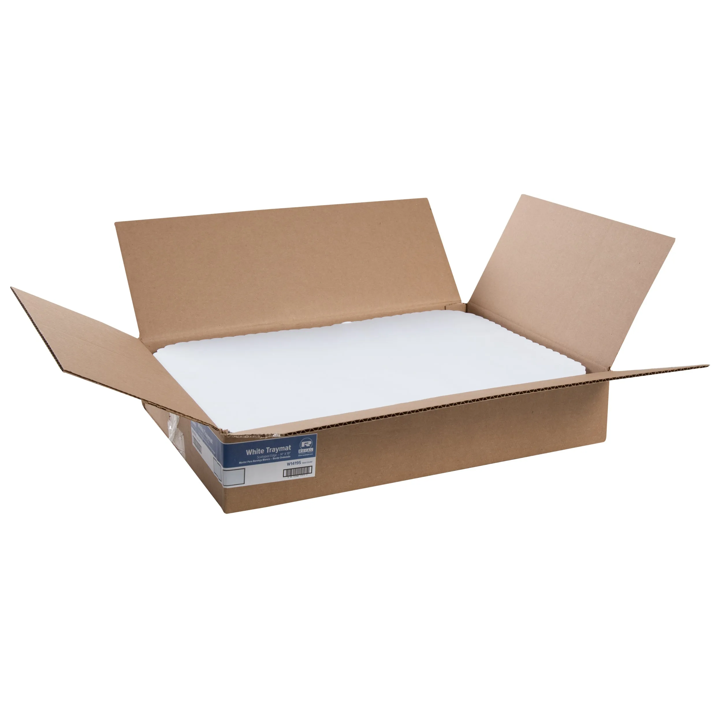 White 14" x 19" Scallop Traymats, Pack of 1,000