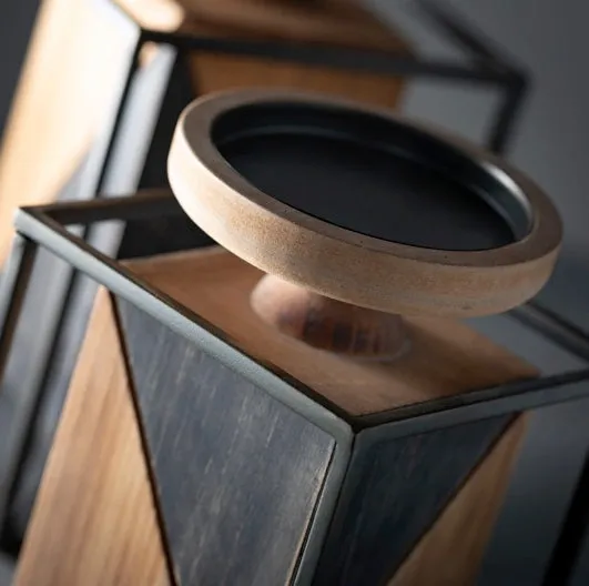 WOODEN BLOCK PILLAR HOLDERS