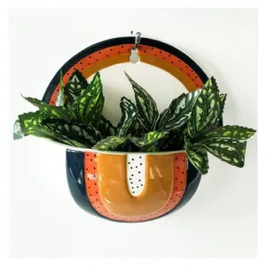 Woodstock Rainbow Dot Wall Planter - Blue/Terracotta