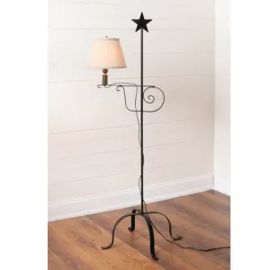 Wrought Iron Star Top Adjustable Floor Lamp with Shade