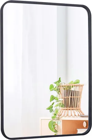 ZENY™ 22x30 Inch Black Wall Mirror for Bathroom, Wall Mounted Rectangular Entryways Decor Vanity Mirrors with Stainless Steel Metal Frame and Rounded Edge